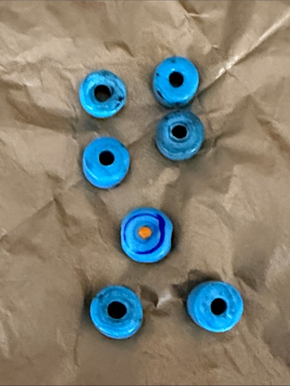 Turquoise color handmade glass beads six round